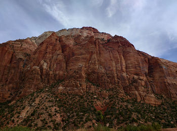 Low angle view of rocky mountain