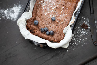 High angle view of cake