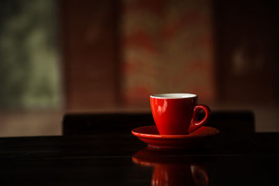 Coffee in cup on table