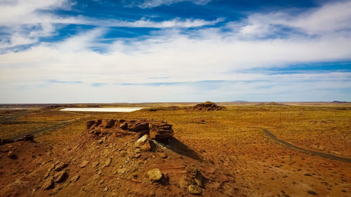 Scenic view of land against sky