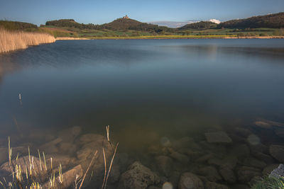 Scenic view of lake against sky