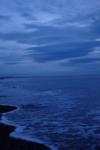 Scenic view of sea against blue sky