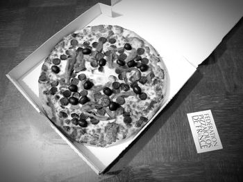 High angle view of food on table