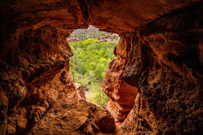 Low angle view of rock formations