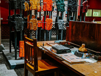 Chairs and table in building