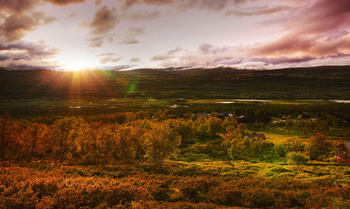 Scenic view of dovrefjellsunndalsfjella national park during sunset