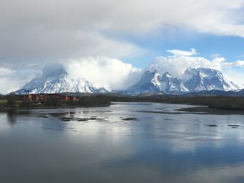 Scenic view of lake against sky