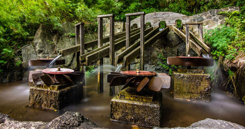 Water wheels in forest