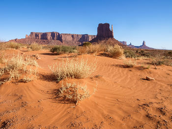 View of desert against clear sky