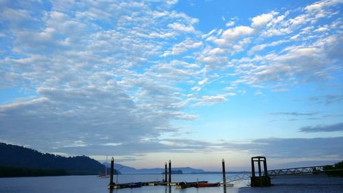 Scenic view of sea against blue sky