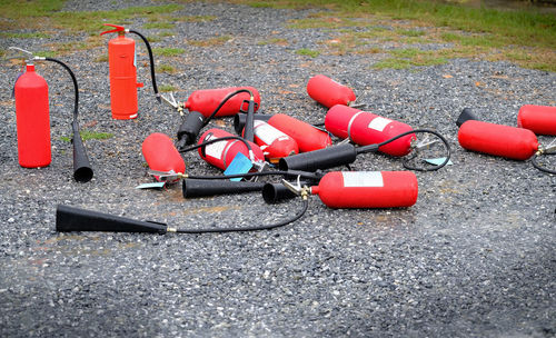 Fire extinguishers on road