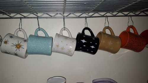 Close-up of clothes hanging on clothesline