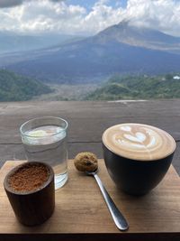 High angle view of coffee on table