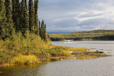 Scenic view of lake against sky