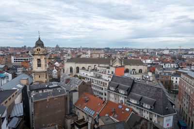 Brussels, belgium, march 17, 2023. view of brussels from the roof of the new administrative center 