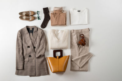 Close-up of clothes on white background