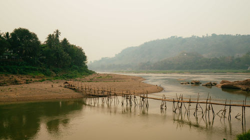 Scenic view of lake against clear sky