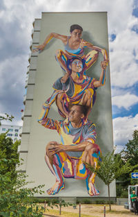 Low angle view of statue against sky