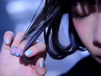 Close-up of woman with hands japanese girl 