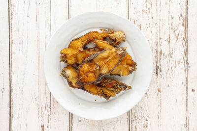 Directly above shot of food in plate on table