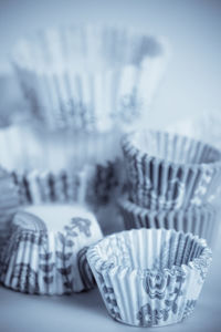 Close-up of glasses on table