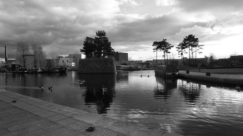 View of river against cloudy sky