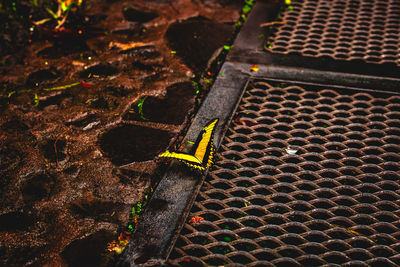 High angle view of rusty metal