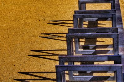 High angle view of yellow steps