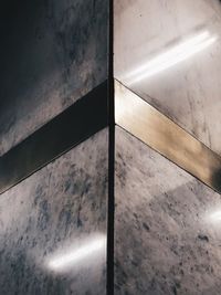 High angle view of glass on table in building