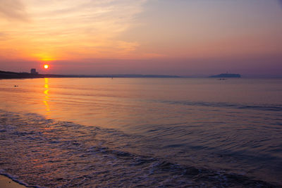 Scenic view of sea against sky during sunset