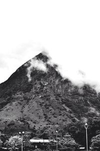 Low angle view of mountain against clear sky