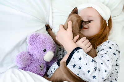 Midsection of woman with dog