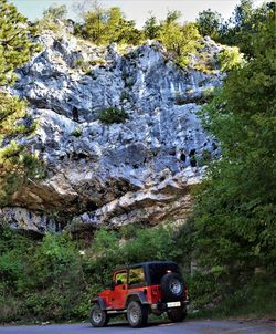 View of motorcycle on mountain road