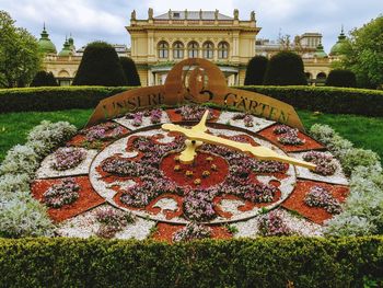 View of fountain in garden