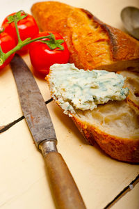 Close-up of food on cutting board