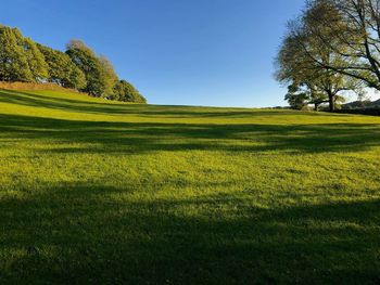 Scenic view of land against clear sky