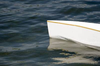 High angle view of boat floating on sea