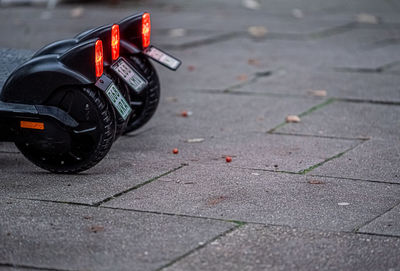 High angle view of motorcycle on street