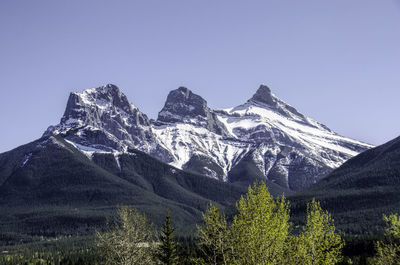 Low angle view of mountain against clear sky