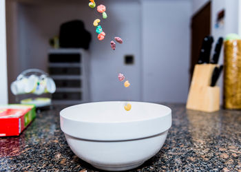 Close-up of tea cup on table