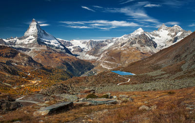 Scenic view of mountains against sky