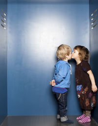 Boy and girl kissing