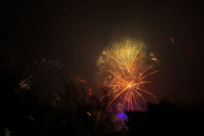 Low angle view of firework display