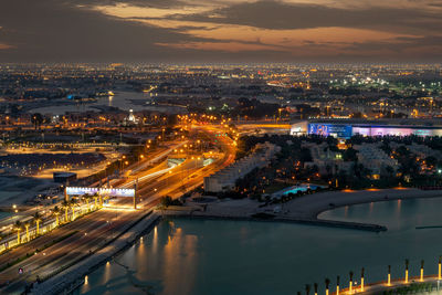 Pearl qatar bridge and underpass aerial view