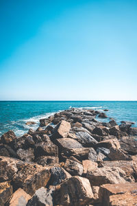 Scenic view of sea against clear sky