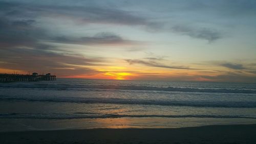 Scenic view of sea at sunset