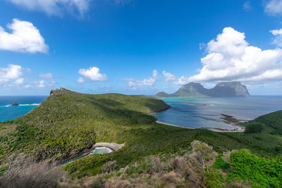 North coast of lord howe island, new south wales, australia, seen from the summit of mount eliza.