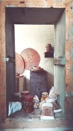 Wooden door of old building