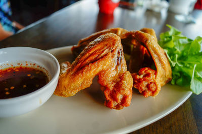 Close-up of food served in plate