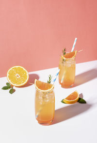Close-up of orange juice in glass
